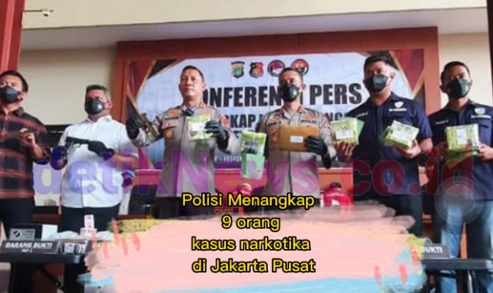 Kapolres Metro Jakarta Pusat Kombes Pol. Komarudin saat jumpa pers tentang penangkapan 9 orang tersangka kasus narkotika di Jakarta Pusat (Jakpus), pada Kamis (22/9/2022)